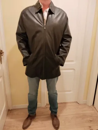 Chaquetón de piel negro hombre