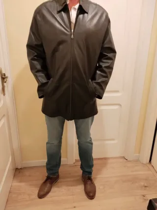 Chaquetón de piel negro hombre