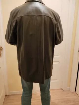 Chaquetón de piel negro hombre