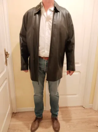 Chaquetón de piel negro hombre