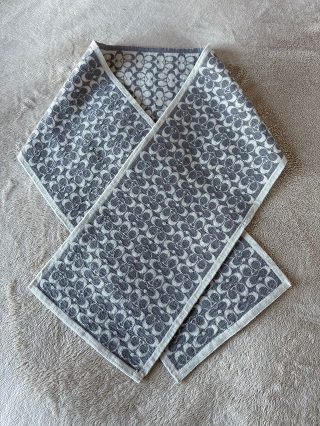 Sciarpa Coach double face grigio lurex e panna