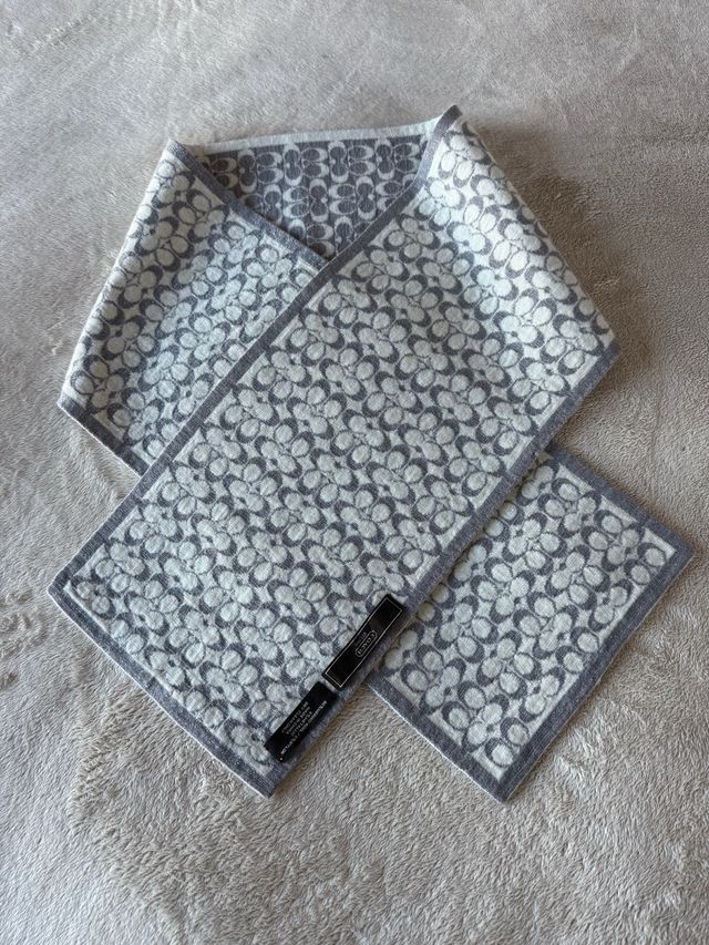 Sciarpa Coach double face grigio lurex e panna