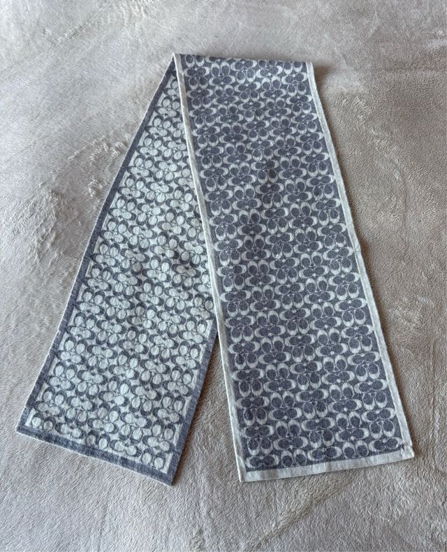 Sciarpa Coach double face grigio lurex e panna