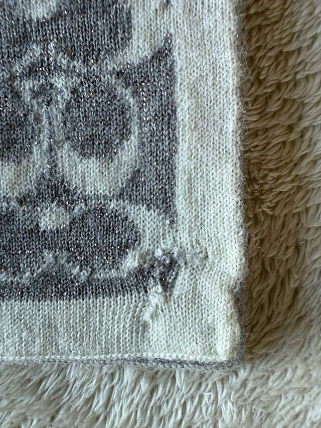 Sciarpa Coach double face grigio lurex e panna