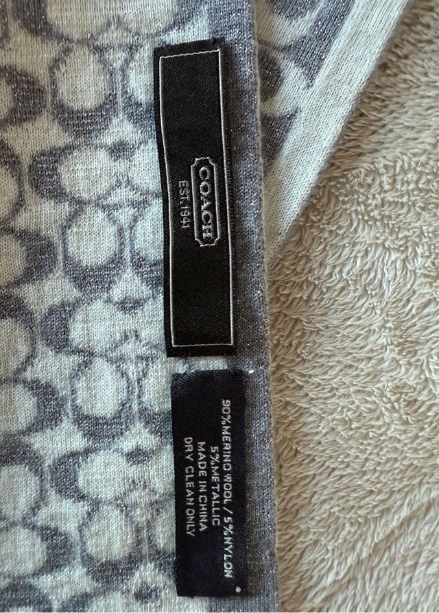 Sciarpa Coach double face grigio lurex e panna