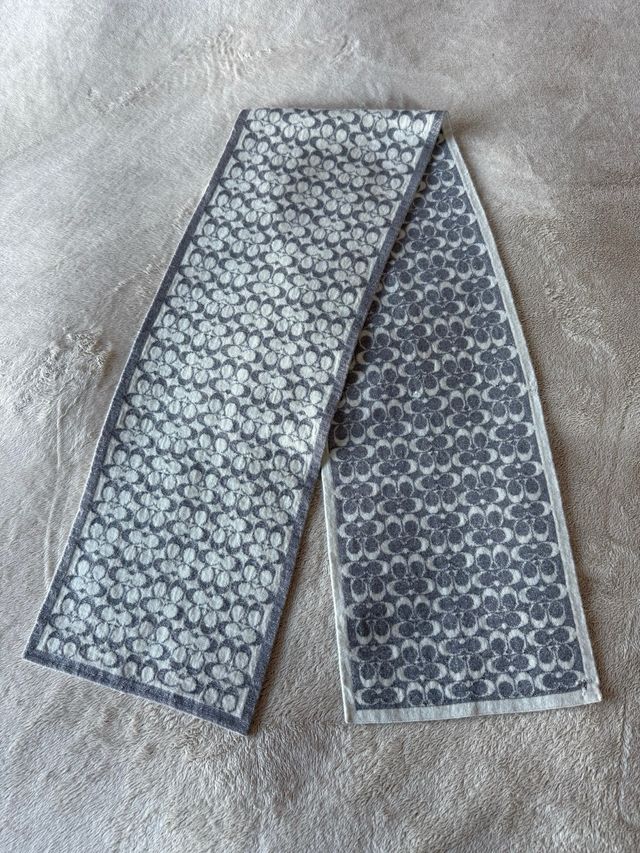 Sciarpa Coach double face grigio lurex e panna