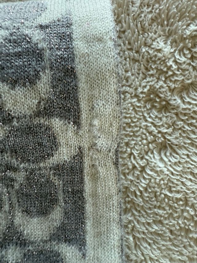 Sciarpa Coach double face grigio lurex e panna