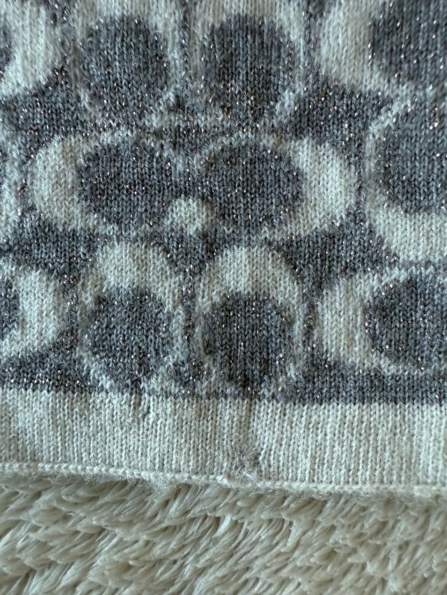 Sciarpa Coach double face grigio lurex e panna