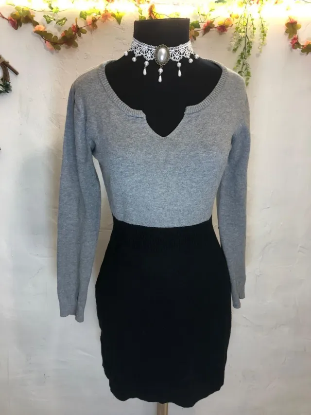 Vestido Mango Gris y Negro