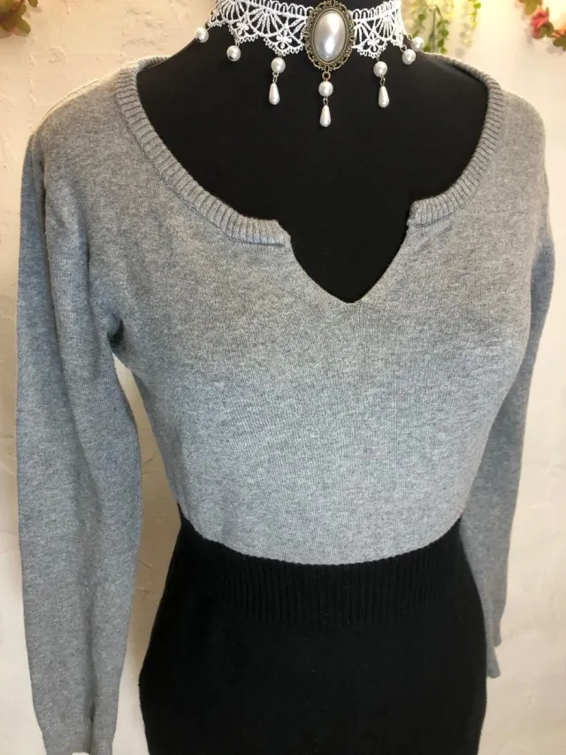 Vestido Mango Gris y Negro