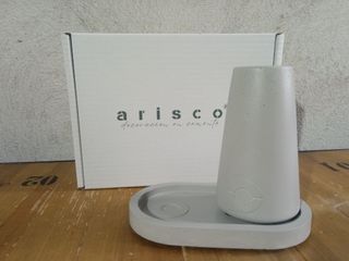 Set Vaso e Piatto in Cemento Color Pietra