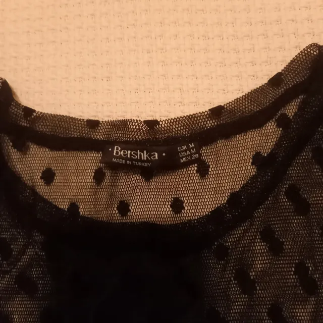 Blusa Bershka M Negra Transparente Lunares