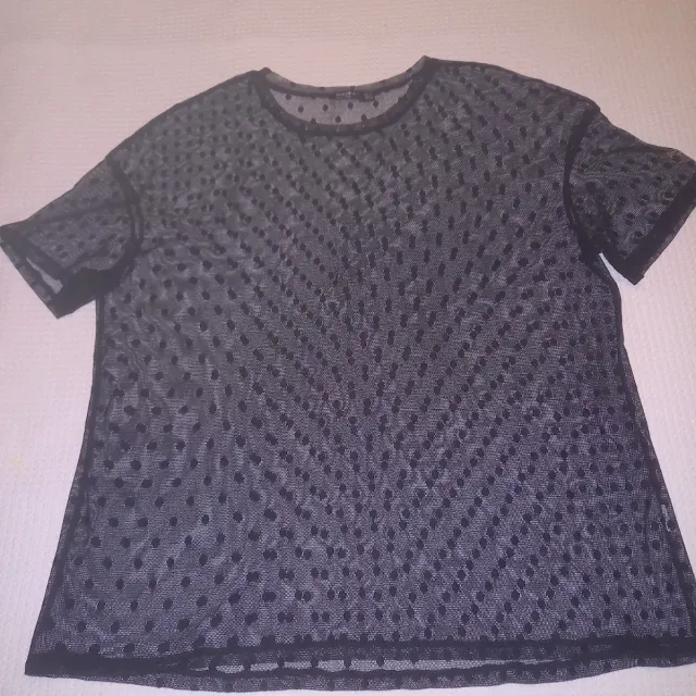 Blusa Bershka M Negra Transparente Lunares