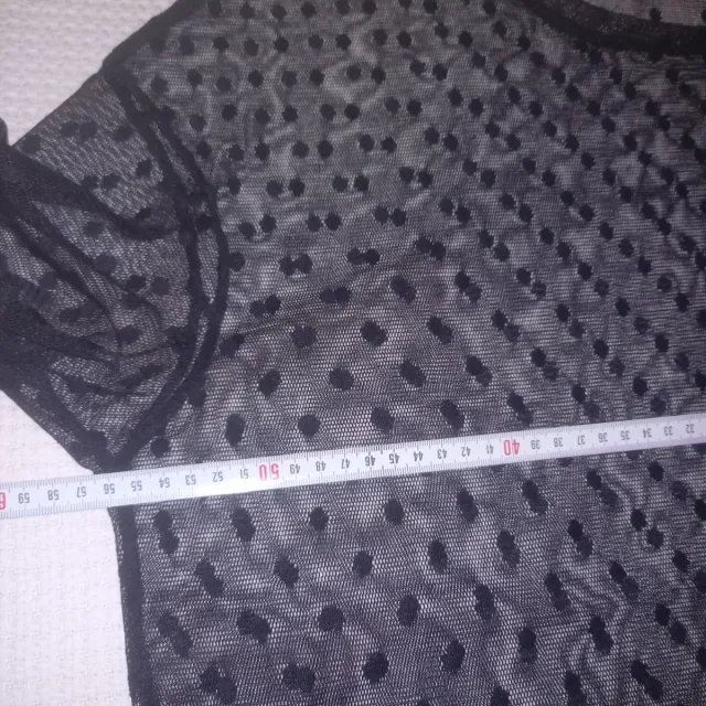 Blusa Bershka M Negra Transparente Lunares