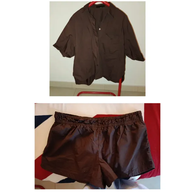 Completo Zara camicione e pantaloncino marrone