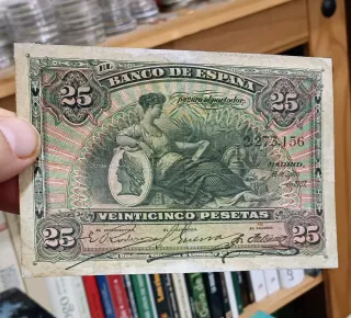 Billete 25 Pesetas Banco de España 1907 Alegorías!