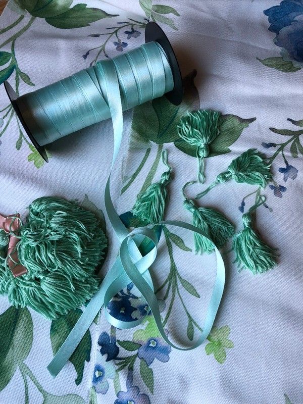 Set 10 Nappine e 5m Nastro Raso Verde Acqua