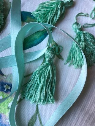 Set 10 Nappine e 5m Nastro Raso Verde Acqua