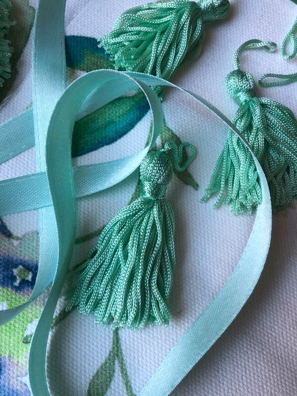 Set 10 Nappine e 5m Nastro Raso Verde Acqua