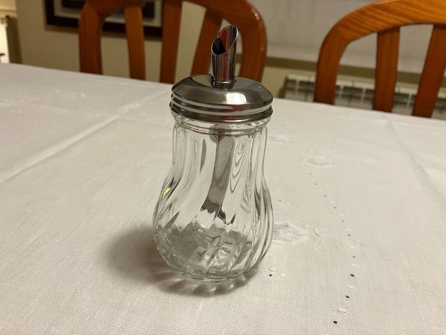 Azucarero Vintage Cristal y Metal