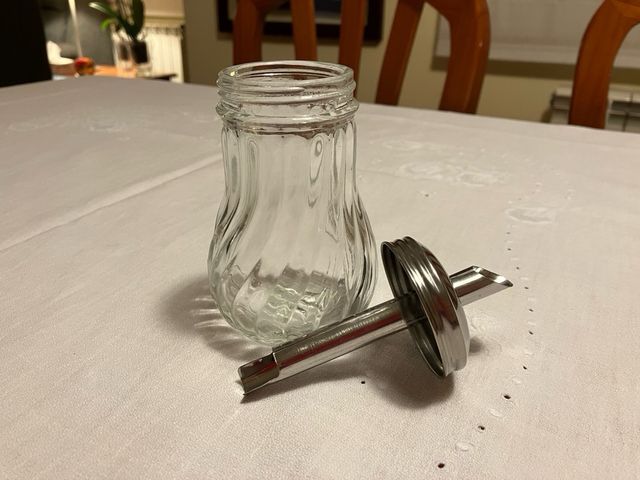 Azucarero Vintage Cristal y Metal