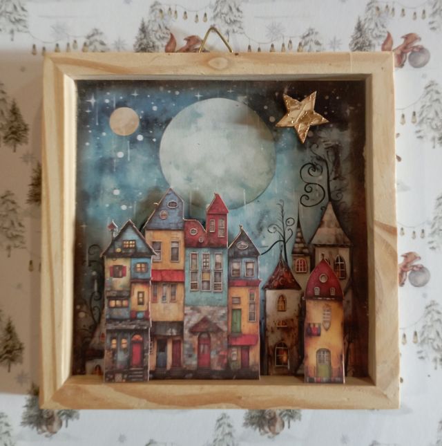 Quadretto Natale in legno decorato