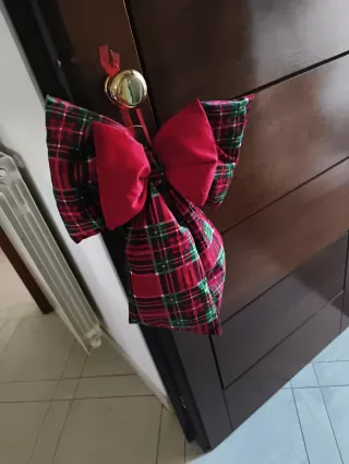 Fiocco di Natale a quadri rosso e verde