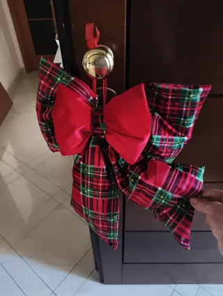 Fiocco di Natale a quadri rosso e verde