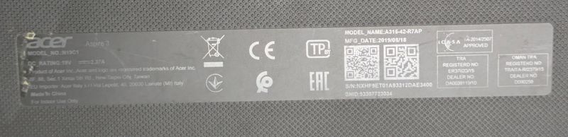 Laptop Acer Aspire A315-42-R7AP N19C1 afbeelding 2