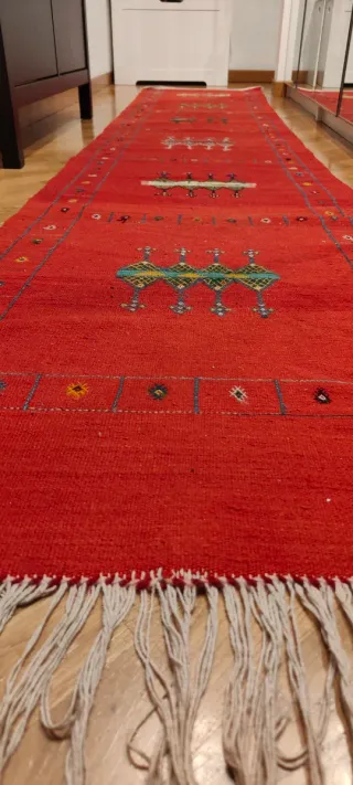 Tappeto passatoia Kilim rosso e multicolor