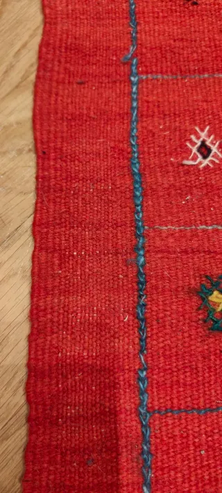 Tappeto passatoia Kilim rosso e multicolor