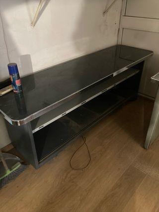 Mesa de oficina vintage metal y cristal