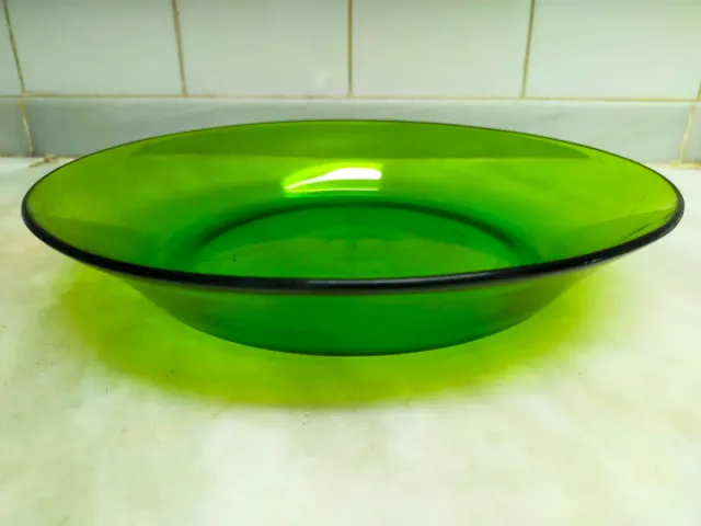 Plato frutero y platos café vidrio verde