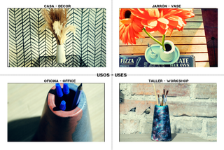 Set di vaso e piatto in cemento nero