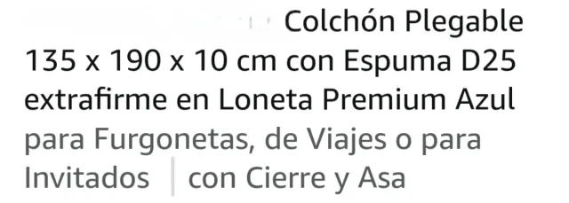 Colchón Plegable Azul premium con cierre y asa.