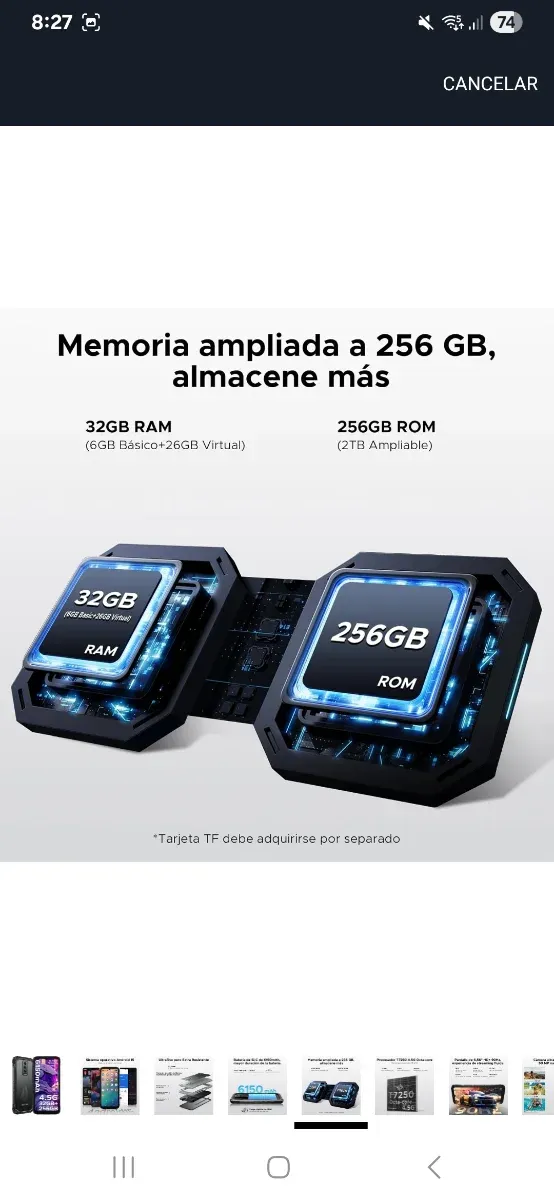 DOOGEE Móvil 256GB Negro/Gris NUEVO