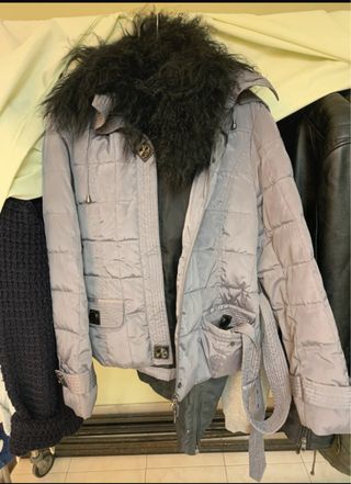Giubbino invernale donna grigio con pelliccia