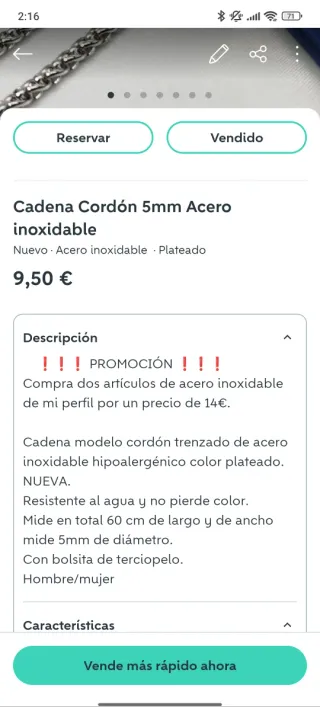 Lode joya de acero inoxidable