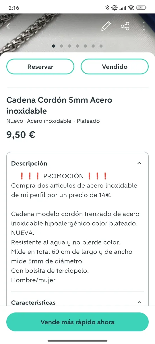 Lode joya de acero inoxidable