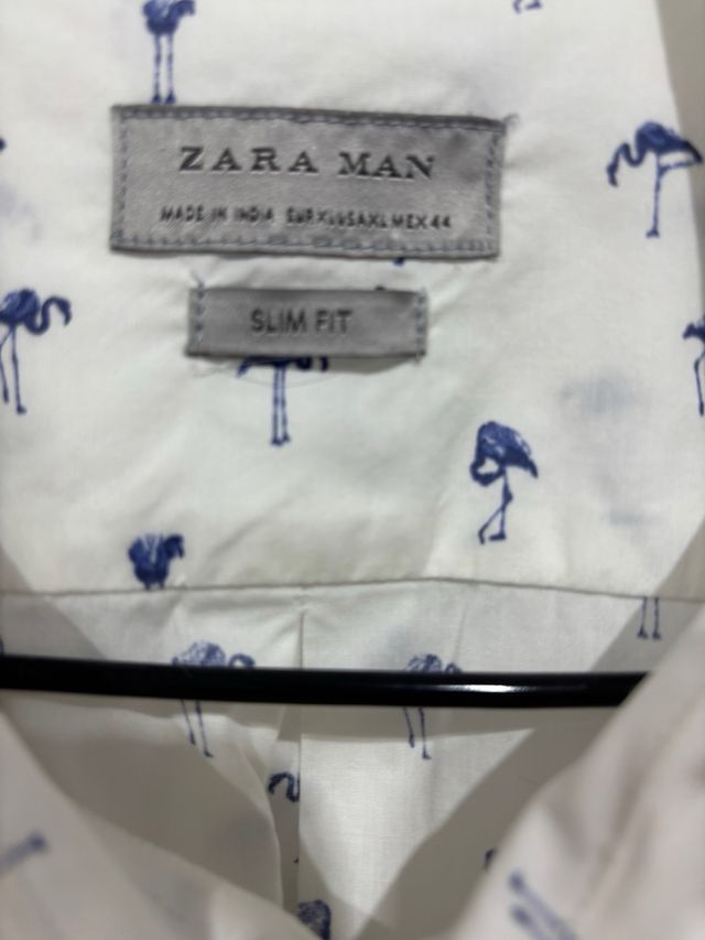 Camisa Zara Slim Fit Estampada Flamencos