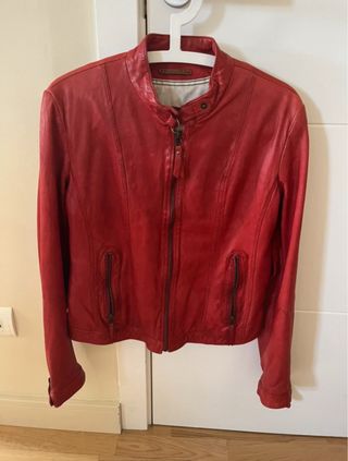 Cazadora Piel Roja Massimo Dutti XL-lee descripc.