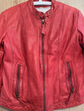 Cazadora Piel Roja Massimo Dutti XL-lee descripc.
