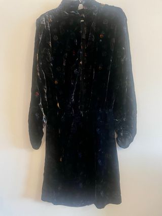 Vestido terciopelo estampado espalda descubierta