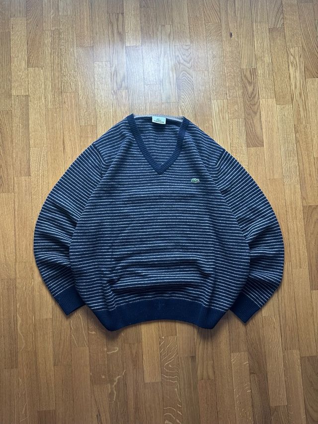Jersey Lacoste V-Neck Rayas Vintage 90s Y2K