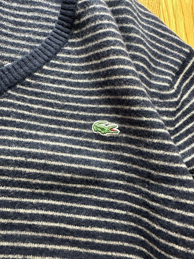 Jersey Lacoste V-Neck Rayas Vintage 90s Y2K