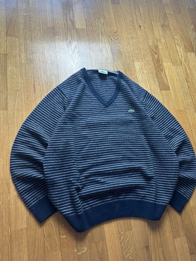 Jersey Lacoste V-Neck Rayas Vintage 90s Y2K