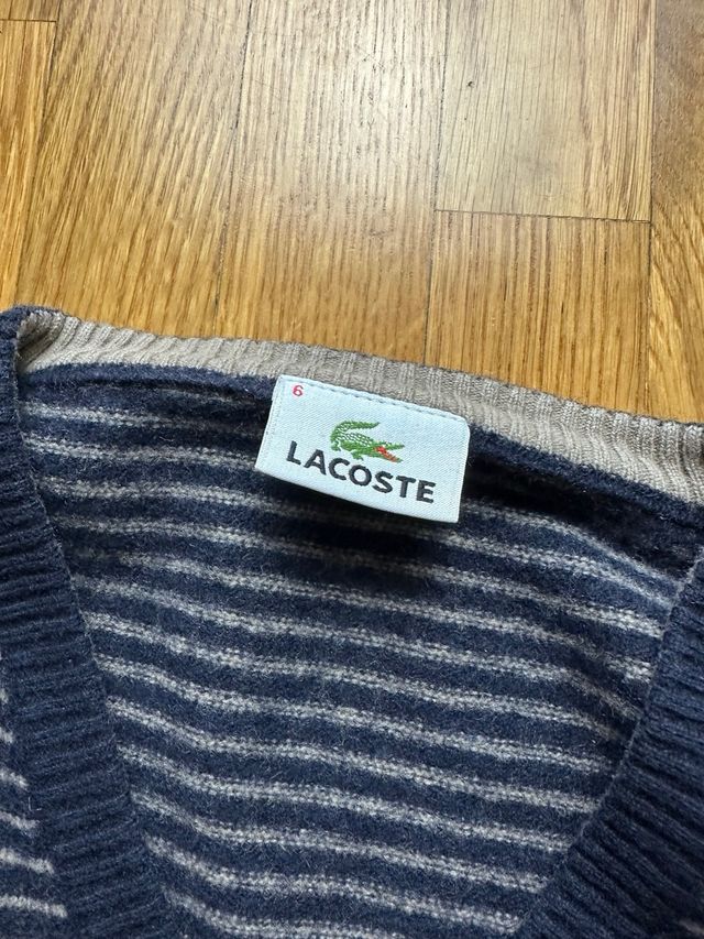 Jersey Lacoste V-Neck Rayas Vintage 90s Y2K