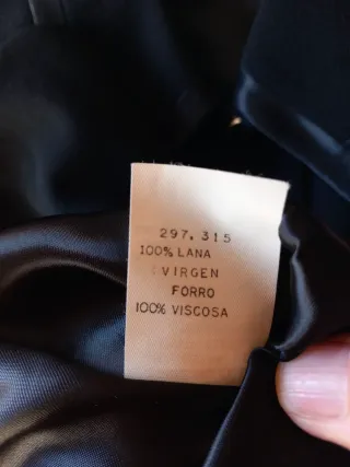 Traje lana Falda y Chaqueta Negro Talla 44