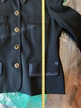 Traje lana Falda y Chaqueta Negro Talla 44