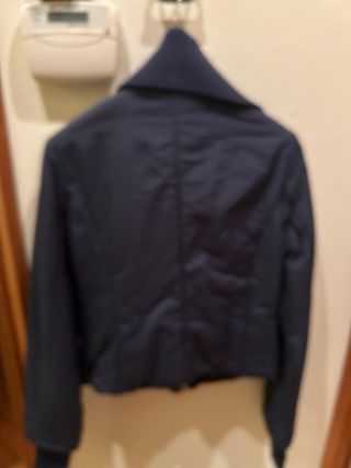 Giacca donna blu con collo in maglia